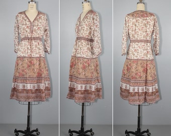 1970s dress | bohemian | India gauze | cotton | hippie dress | festival dress | tassels