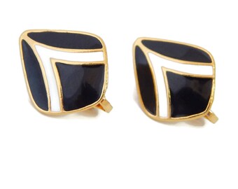 Enamel Earrings Classic Black and White