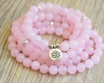 108 mala beads bracelet rose quartz mala 108 prayer beads love mala necklace bracelet lotus mala beads 108 mala tibetan mala buddhist mala