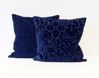 Blue Pillow Cover, Velvet Cushion Cover, Accent Pillow, Couch Pillow, Designer Pillow, Pillow Cover 20x20 Handmade by EllaOsix