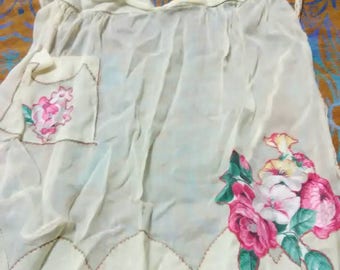 Vintage. Grandma's yellow and pink flowers apron