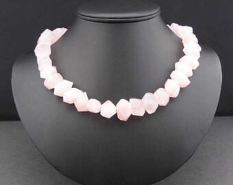 Rose Quartz Cut Crystal Necklace