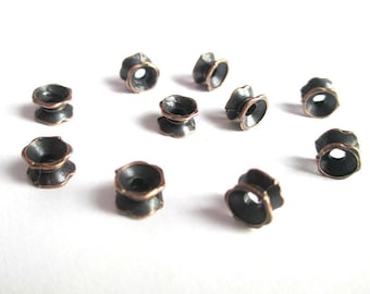10 pearls separators flower 7 x 5 mm copper