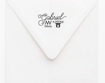 Birth announcement rubber stamp - Self Inking Stamp - Custom baby Stamp - measurements rubber stamp - Personalized rubber stamp