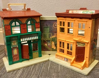 Vintage, 1970s, Fisher Price, Little People, Sesame Street Family Play House