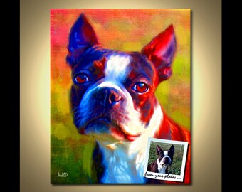 Boston Terrier Custom Portrait - Boston Terrier Painting example