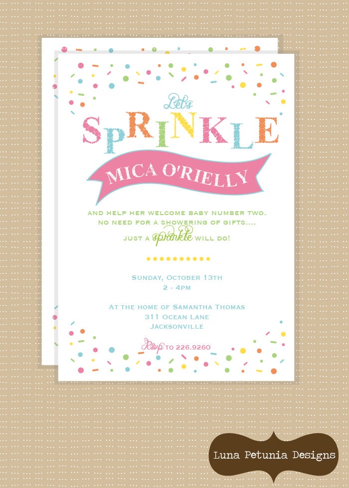 Sprinkles . Baby Shower . Invitation . Any colors