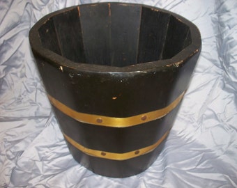 Large Antique Wooden Bucket/ Planter