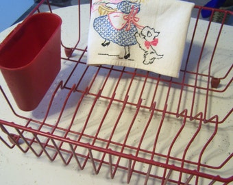 Vintage Rubbermaid Red Dish Drainer, Dish Rack, Glamping, Farmhouse Kitchen, Drying Rack, Vintage Kitchen