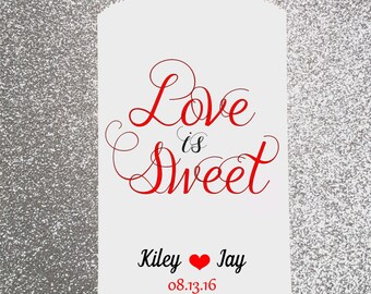 W19, Love is Sweet, Wedding Candy Bag, Wedding Candy Buffet, Candy Favor Bags, Treat Bags, Kraft Bags, Personalized bags, Sweets Table