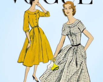 1950s Vintage Vogue Sewing Pattern 8877 Misses Shirtwaist Dress Size 32 Bust