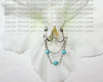 Clit Clip , Non piercing labia clip, Non Piercing Clitoris Labia Intimate Jewelry, Dangle Sexy Wife, Howlite stone (m4-4mm)