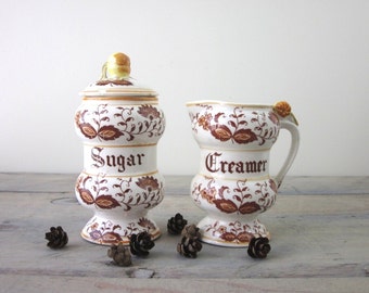 Brown Onion Sugar and Creamer Set