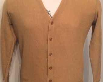 Vintage MENS 60s Sears Kings Road tan acrylic cardigan sweater