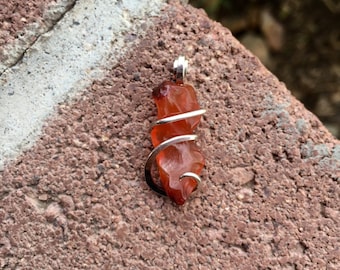 Carnelian in forged sterling silver