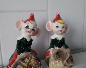 Vintage Pixie Elf Figurines Salt And Pepper Set Of 2