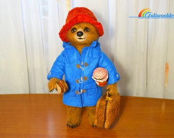 Needle felted bear inspired Paddington, teddy bear, art doll, needle felted animal, handmade doll, needle felt, collectible doll felted doll