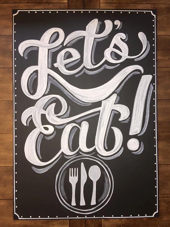 Let's Eat Restaurant Chalkboard sign