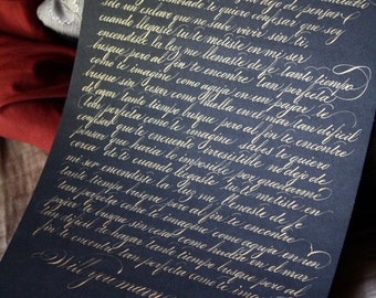 Custom Calligraphy Vows : Handwritten First Anniversary Gift