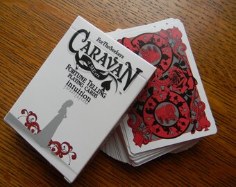 Caravan of SEE'ers Fortune Telling Playing Cards - red "intuition" deck with chart.