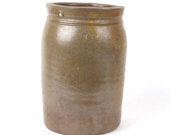 Antique stoneware crock jar Virginia 1 gallon vintage primitive