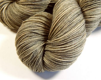 Hand Dyed Yarn, Sock Weight 4 Ply Superwash Merino Wool - Driftwood - Indie Dyed Knitting Yarn, Tonal Sock Yarn, Tan, Neutral