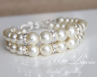 Pearl Bridal Bracelet, Vintage Wedding Bracelet, Vintage Bridal Bracelet, Pearl Wedding Bracelet for Bride, Bridal Jewelry Wedding art b03