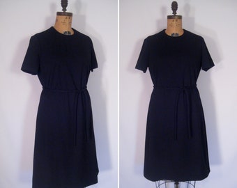 1960s minimalist mod black dress • 60s seamed shift dress • vintage lbd • vintage Puritan Forever Young dress