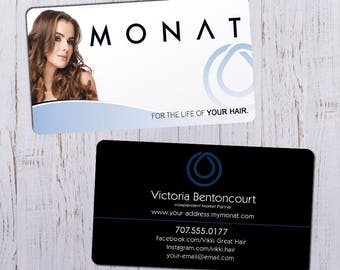 Monat Business Cards - Sleek White Picture Ft with Black & Blue Bk - Durable 16pt - Rich Matte Finish -PRINTED and SHIPPED directly to YOU!