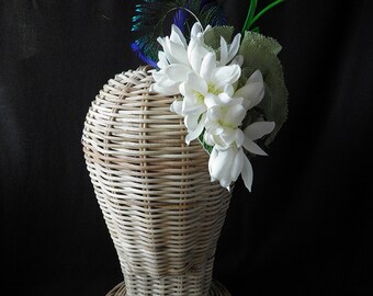 Katharine headpiece. Little fascinator with fabric flowers.