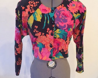Betsey Johnson 80s punk label crop jacket / size P