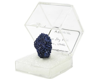Blue Azurite Crystal Cluster Thumbnail Mineral Specimen from an estate gemstone collection mined in Utah