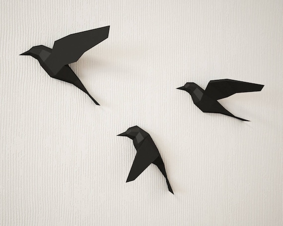 DIY paper  Birds  on wall  3D papercraft Easy paper  model