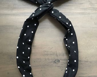 Wire Headband Dolly Bow yoga wire headband head wrap knot headband twist headband polka dot headband black headband top knot headband