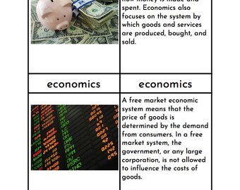 Montessori Economics - Three/Four Part Cards