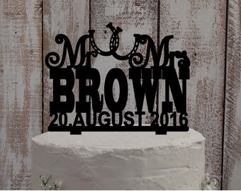 Wedding Cake Topper Horseshoe/Horse/Name/Individualized - Cake Topper
