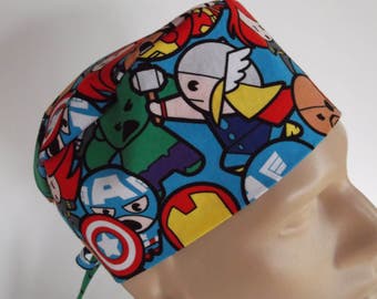 Packed Kawaii- Men's Surgical Scrub Hat with sweatband option, scrub cap, bakers hat, 137-900