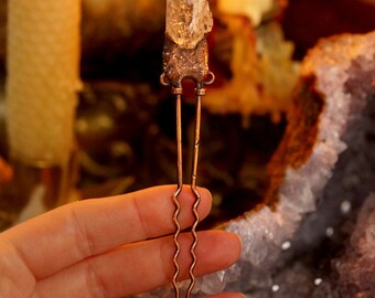 Quartz Bun Pin - Hair Stick - Electroformed Jewelry