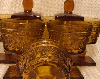 Vintage colony park lane amber sorbet glasses set of 8