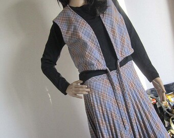 Vintage 60s pleated skirt skirt & vest m