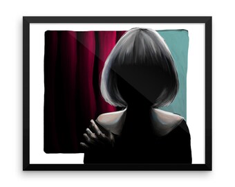 Framed Poster Wall Art "Red Curtain". Fine Art Print Poster, Twin Peaks Poster, Cult Movie Geek, Halloween Decoration, Dark Art