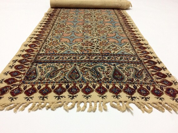 Table runner 94" long , traditional handmade Tapestry ,hand block printed calico with natural dyes,red and blue tablecloth runner,wall decor