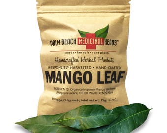 Dried Mango Leaf - 10 Individual Bags of Fresh Dried Hand-Crushed Tropical Mango Tree Leaves - Pure, No Fillers, All-Natural, Non-GMO