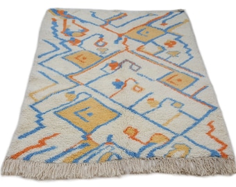 6'X5' ft / Handmade Moroccan rug Beni Ourain 100 Percent Wool / Azilal Rug / Boucherouite Rug / Beni Ouarain / Moroccan Kilim