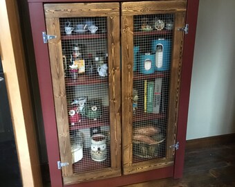 Rustic Farmhouse Primitive Jelly Cabinet- Pie Safe customizable!