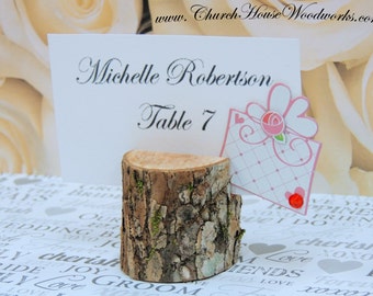 12 small rustic place card holders, tree card holders, place holders, rustic wedding decor, wood place card holder, rustic wedding supplies