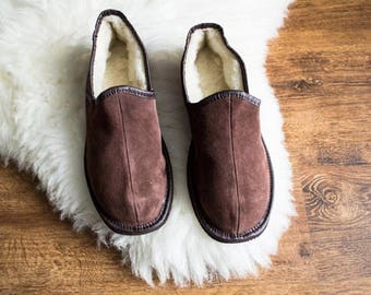 Man slippers natural leather slippers man shoes leather shoes fur slippers woolen indoor boots men boyfriend father christmas gift handmade