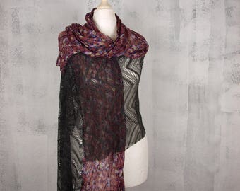 Millefleurs Boho Stola Tuch mit Häkelspitze Black Cherrys Store
