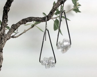 Silver Ice dichroic earrings