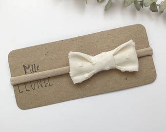 Loop on headband - baby girl and boy fabric - cream hair